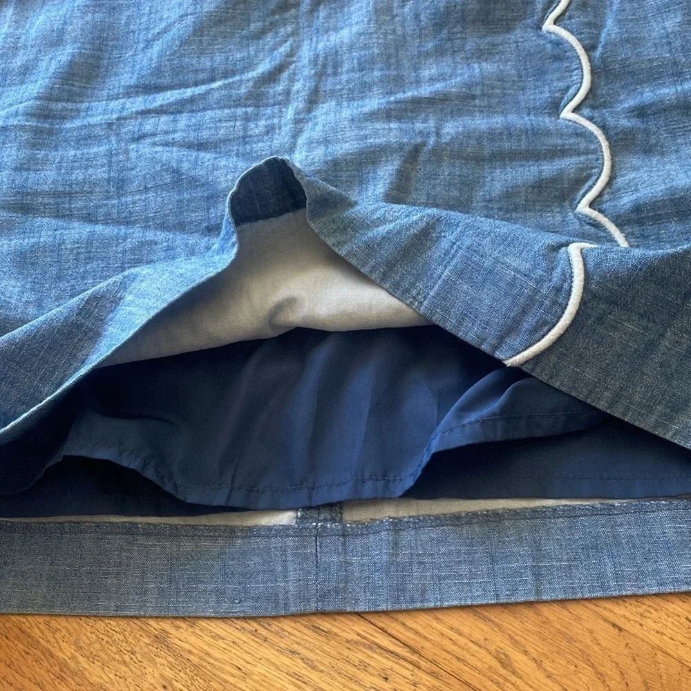 J. Crew Scalloped Chambray Blue Skirt Size 10